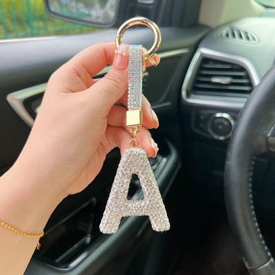 Crystal Surface Letter A Keychain Initial Keychain