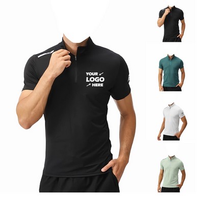 Quarter-Zip Casual Mock Neck Shirts