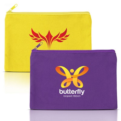 9" X 6" Solid Color Cotton Canvas Multi Purpose Zipper Pouch