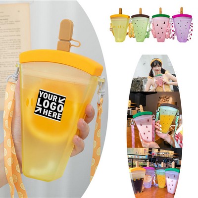 Creative Simple Oranges Straw Water Bottle