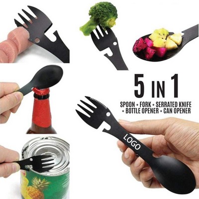 5-in-1 Multifunctional Picnic Tableware w/Knife & Fork & Bottle Can Opener