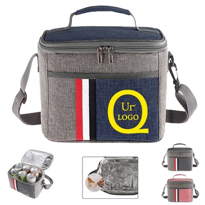 Contrasting Color Cooler Bag W/Shoulder Strap
