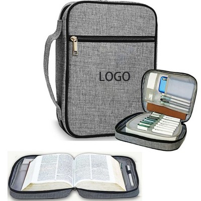 Large Multifunctional Bible Bag and Book Organizer with Stationery Storage
