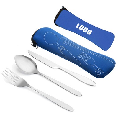Spoon Fork Knife Cutlery w/Pouch