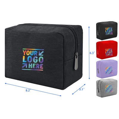 Canvas Zippered Cosmetic Travel Bag