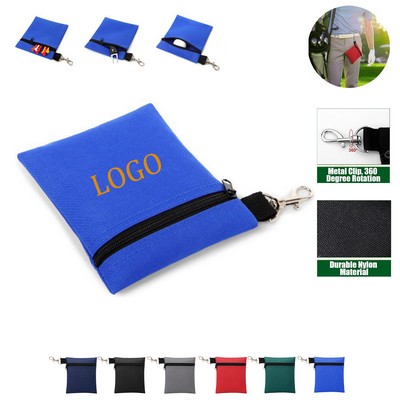 Zipper Golf Accessory Bag with Metal Lobster Claw Clip