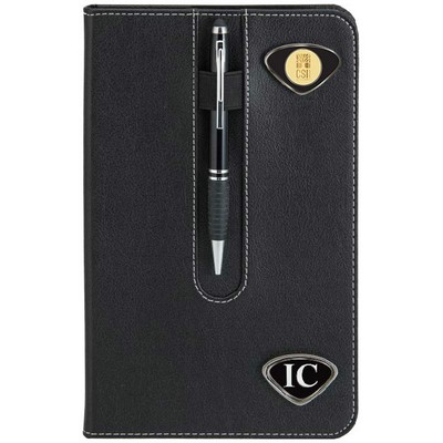 Faux Leather Business Notebook W/ Gold Medallion