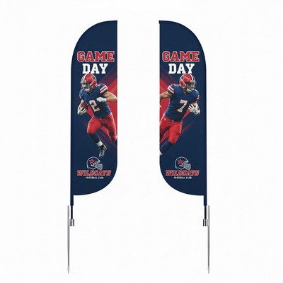 13' Custom Feather Flag Knit- Double Sided W/ Spike Base