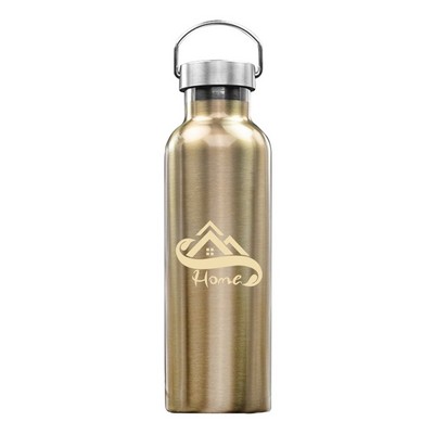 Canteen-style Stainless Steel Water Bottle - Double Wall Insulation, 25 oz.