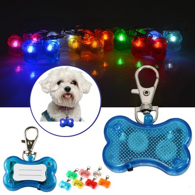 Compact LED Pet Collar Light Bone Design