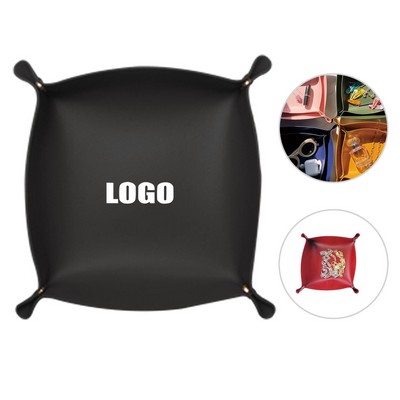 Large Square Foldable PU Leather Storage Box With Metal Clasps