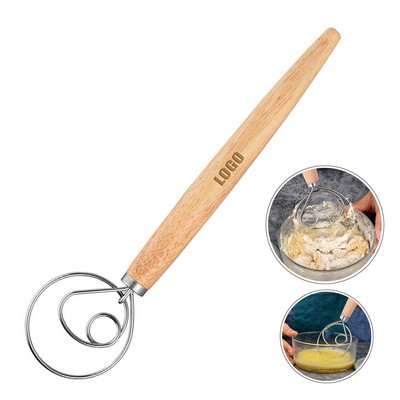Dough Whisk With Wooden Handle