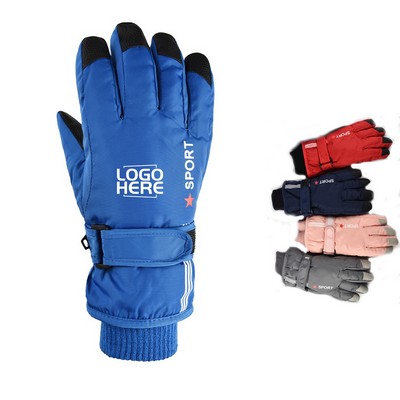 Waterproof Fleece Lined Drawstring Ski Gloves