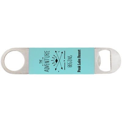1.5" x 7" Teal/Black Bottle Opener with Silicone Grip