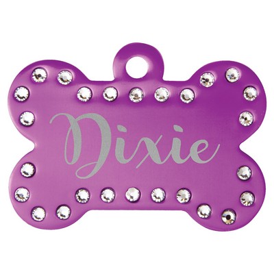 1.5" x 1" Purple Anodized Aluminum Swarovski Bling Bone