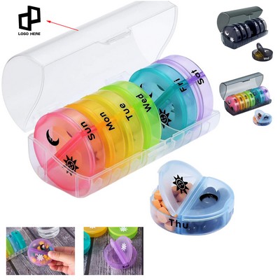 Portable Round Flip-Top Pill Box Organizer