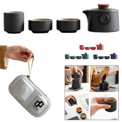 Portable Ceramic Teapots Set W/ Storage Bag