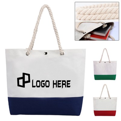 Natural Cotton Tote Bag W/ Snap Closure