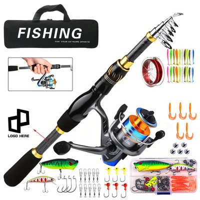 70.86" Sea Pole Set Long Cast Pole Fishing Wheel Rod Bag Set