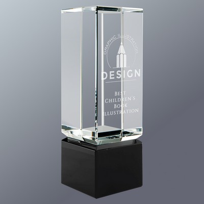 Clear Crystal Block on Black Crystal Base, 2-1/4"x7"H