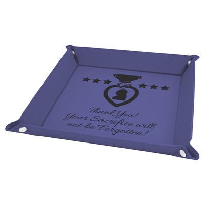 Snap Up Tray, Purple Faux Leather, 9 x 9"