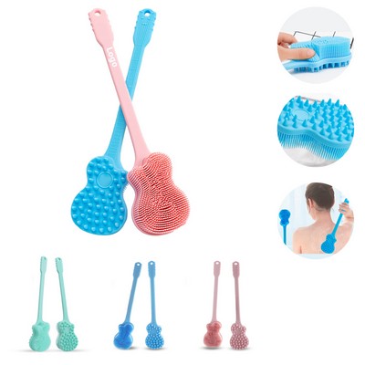 Guitar-Shaped Silicone Long Handle Body Bath Brush