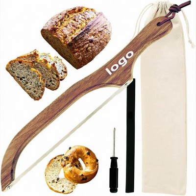 16" Custom Ergonomic Wooden Bread Slicer w/Protective Cover MOQ60PCS