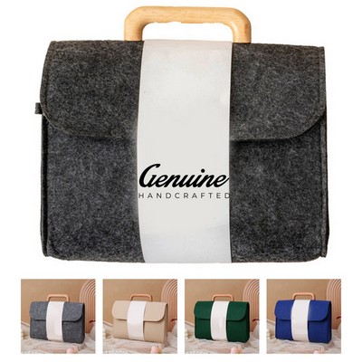 Felt Handbag with Wooden Handle