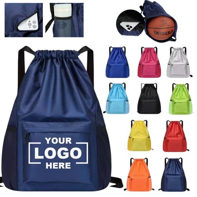 Sport Mesh Pocket Drawstring Backpack