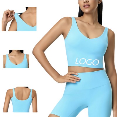Womens Sports Bra Longline Wirefree Padded