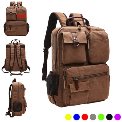 School Vintage Canvas Laptop Backpack