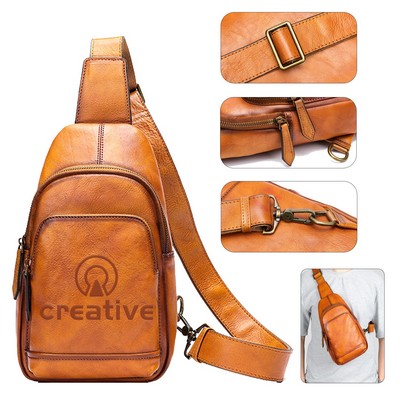 Classic Leather Cowhide Crossbody Sling Bag