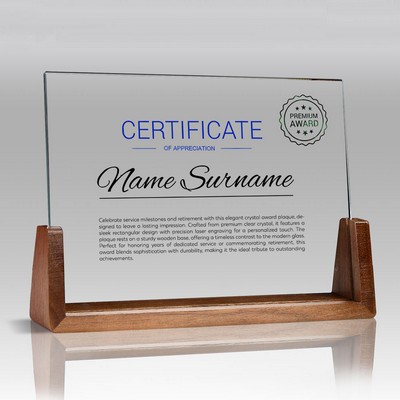 Custom Mirror Award Plaque With Wood Base