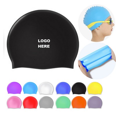 Customizable Swimming Hat Waterproof Silicone Swim Cap for Kids Youth