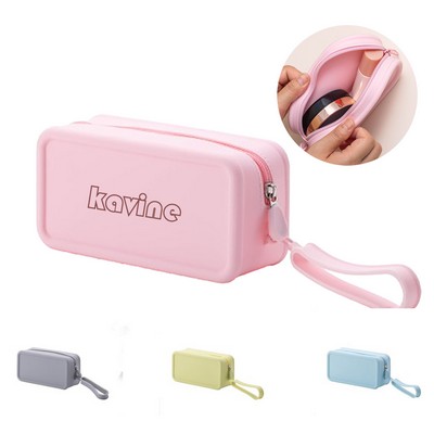 Rectangle Silicone Makeup Bag With Handle