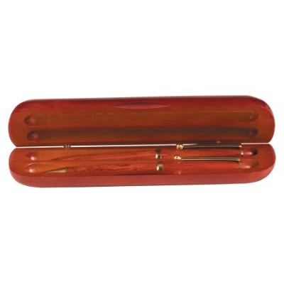 6 3/4" x 2" Rosewood Finish 2-Pen Case (Case only, pen/pencil not included)