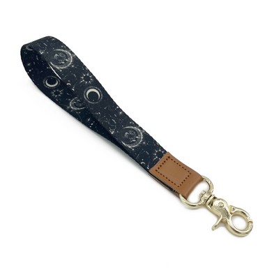 Star & Moon Navy Blue Leather Buckle Lanyard Short