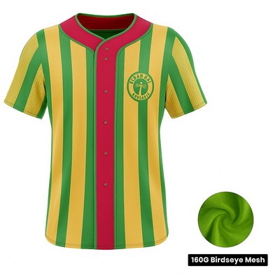 Birdseye Mesh-Men's Sublimation Full-Button Baseball Jersey