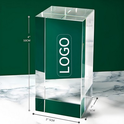 4" High Clarity Cuboid K9 Crystal Award Decor Base Engravable
