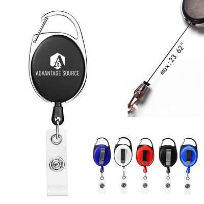 Oval Retractable Badge Holder with Belt Clip and Snap ID Strap