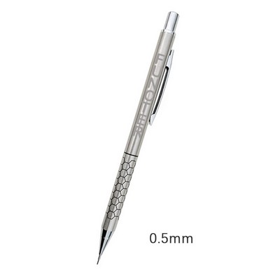Stainless Steel Net Pattern Surface Mechanical Pencil 0.5 mm Pencil Lead