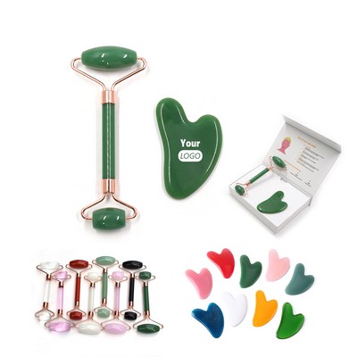 Dual Ended Facial Roller and Gua Sha Set with Box