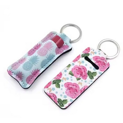 Full Color Neoprene Lip Balm Sleeve Pocket Keychain