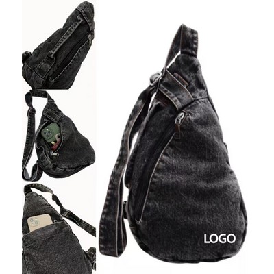 7.5 X 13 Inch Denim Chest Shoulder Bag W/ Handle