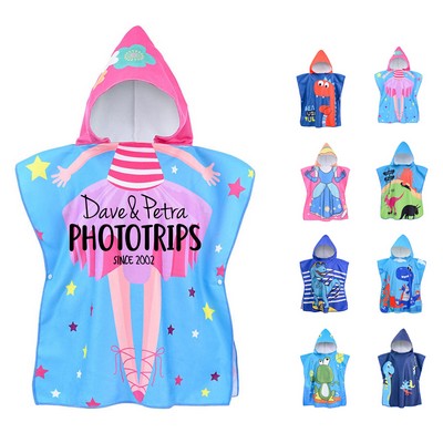 Kid Hooded Cotton Beach Poncho Towel