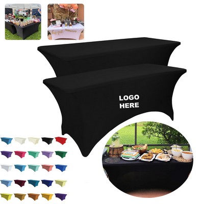 6' Washable Wrinkle Resistant Stretch Table Cover Spandex Tablecloths for Event, Wedding