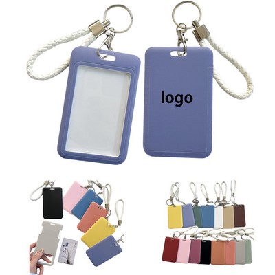 Plastic Badge Holder with Keychain – Sliding Cover & Hidden Card Slot
