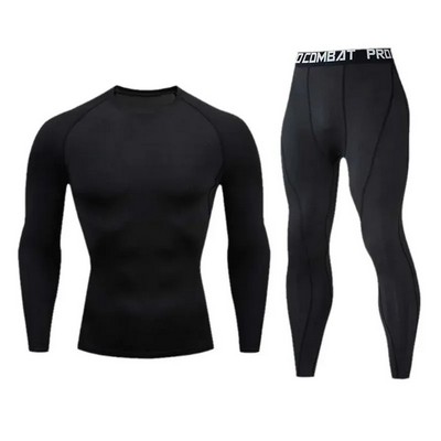 Mens Compression Fitness Set Rash Guard and Leggings
