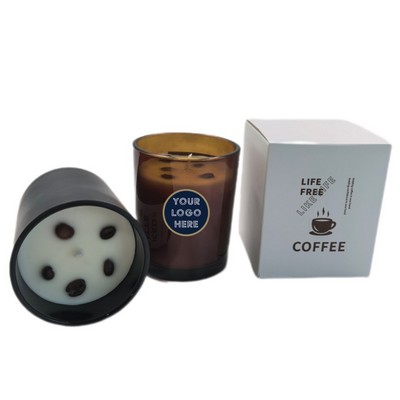 MOQ 30 pcs Custom Coffee-Scented Candle with Glass Holder (10oz)