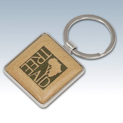 Silver and Wood Square Key Chains